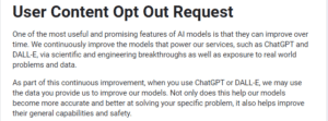OpenAI's ChatGPT data collection opt out form