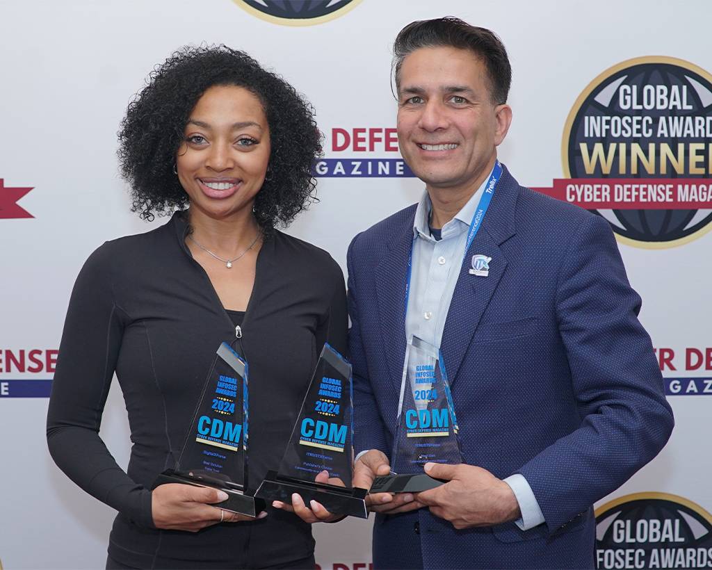 Illustration from the DigitalXForce article "DigitalXForce and iTRUSTXForce Win Three 2024 Global InfoSec Awards"