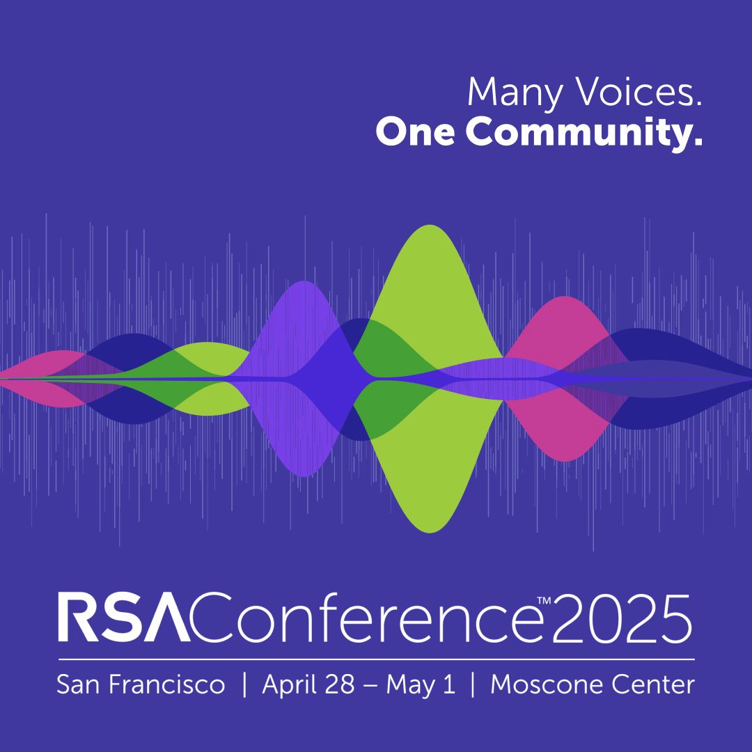 This poster for RSA Conference 2025 in San Francisco reads Many Voices, One Community.