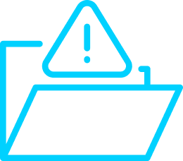This icon shows an open folder with a warning sign.