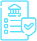 This icon shows a compliance checklist with an institution and a shield.