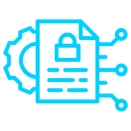 This icon shows a locked document connected to a gear.