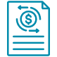 This icon shows a document with a currency cycle.