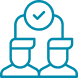 This icon shows two people under a check mark, for partners.