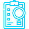 This icon shows a clipboard with a magnifying glass.