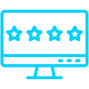 This icon shows a monitor with four stars.