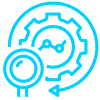 This icon shows a gauge with a gear and a magnifying glass.