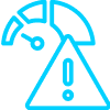 This icon shows a gauge with a warning sign.